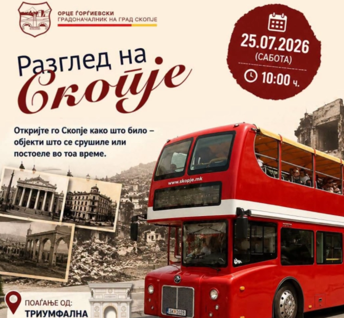 ПО ПОВОД ГОДИШНИНАТА ОД ЗЕМЈОТРЕСОТ ВО СКОПЈЕ ВО 1963 ГОДИНА: Утре бесплатен панорамски разглед на Скопје