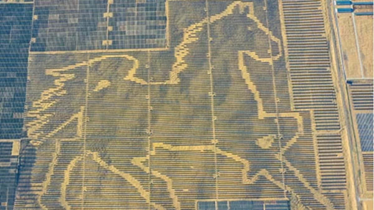 Сателитите снимија џиновска слика од галопирачки коњ со големина на цел град, создаден од соларни панели