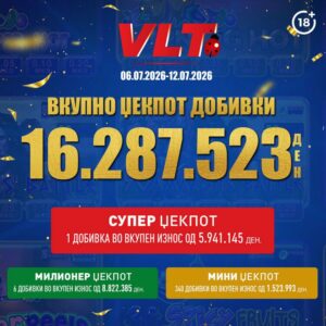 Среќни ВЛТ вести: E.Џ. од Скопје освои СУПЕР МИЛИОНЕР вреден 5.941.145 денари