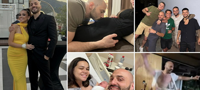 Мандар стана татко – објави фотка со бебето и сопругата од болница, славеше со кинење маица и со кумот Стефан Лазаров