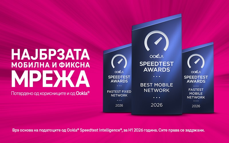 Мрежата на Телеком повторно најдобра во Македонија: рекордни шест Ookla® Speedtest награди™