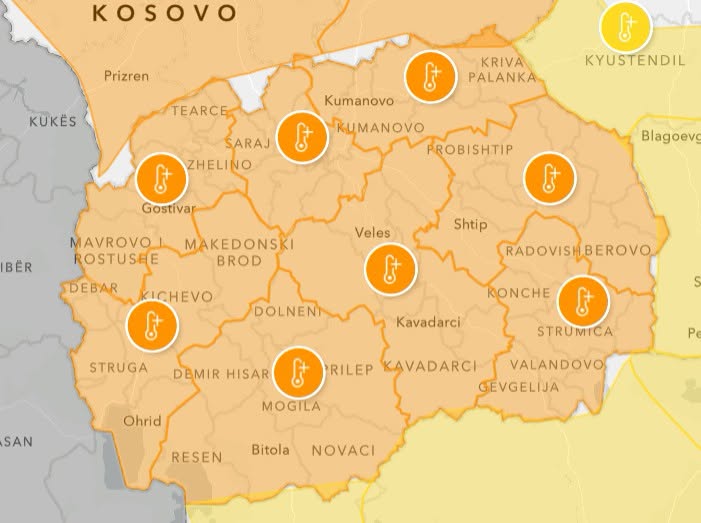 Македонија денеска е во жолта фаза, утре повторно се враќаме на портокалова