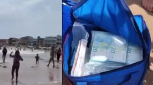 (ВИДЕО) Торба со 700.000 евра испливала на плажа, луѓето ја грабале