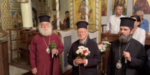 Тројца црковни поглавари на Имврос за 65-годишнината од свештеничкото служење на Вартоломеј