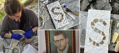 Емотивен потег: Девојка направи мозаик во име на починатиот дедо во семејната куќа во Крушево (стара 100 години)