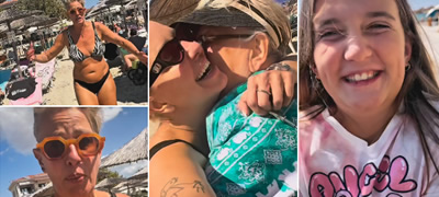 Тамара Тодевска со децата изненадно им се појави на плажа на сестра ѝ и мајка ѝ – уживаат на море среде септември