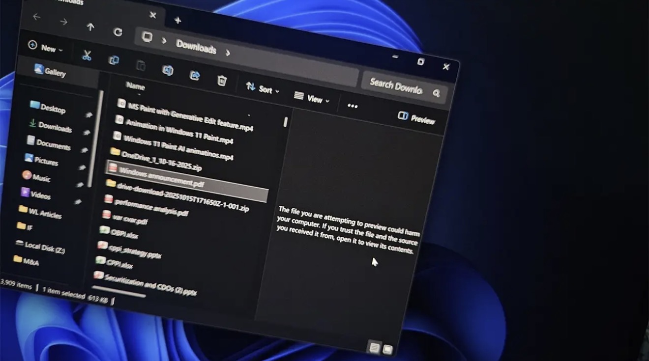 File Explorer повторно овозможува брз преглед на преземените датотеки, но HTML и понатаму бара дополнителна потврда