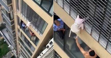 ДЕВОЈЧЕ ВИСЕШЕ ОД ДВАНАЕСЕТТИ КАТ: Соседи поставија столче под нозете на детето додека да стигнат пожарникарите