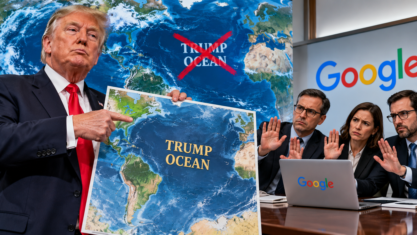 „НИ ПРЕКИПЕ, ДОСТА Е“: Челниците на Гугл одбија да именуваат океан по Трамп