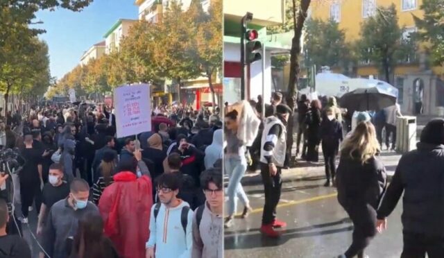 Студентски протест во Тирана, судири со полицијата, употребени солзавец и водени топови