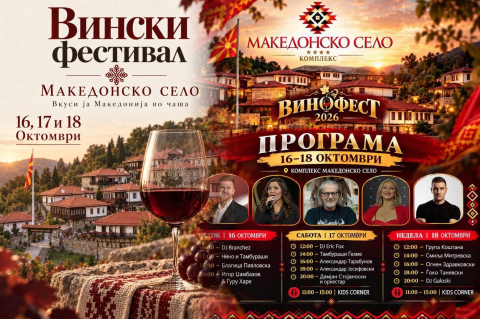 „Вкуси ја Македонија во чаша“ – три дена вино, музика и македонски вкусови во „Македонско село“