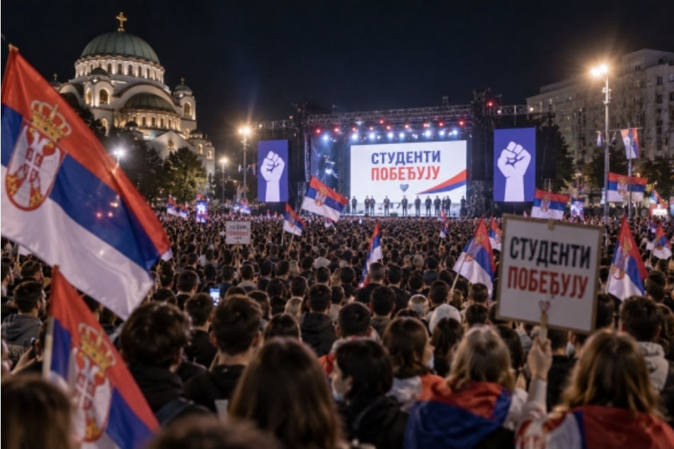(Видео) Масовен студентски митинг во Белград пред изборите: Во недела завршуваме со годините на понижувања и предавства