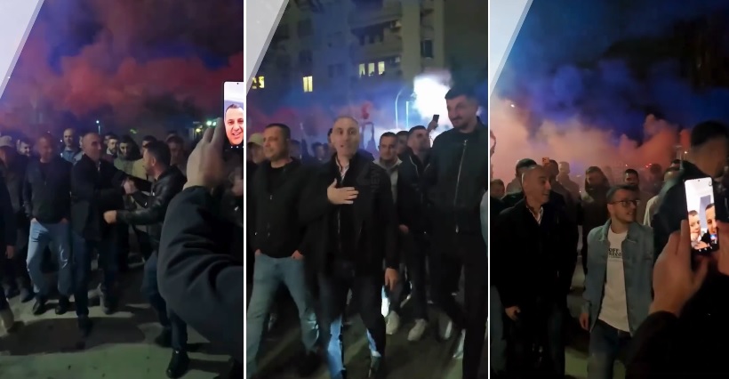 (Видео) Сo факли и чадни бомби се славеше излегувањето на Груби од притвор