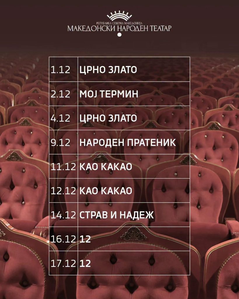 МНТ со разновиден репертоарот во ноември и декември