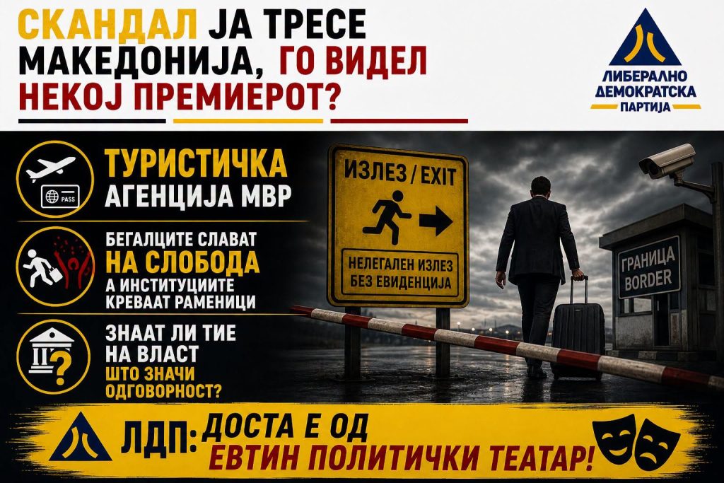 ЛДП: Ако премиерот, министрите и безбедносните служби не можат да ја чуваат границата, нека отворат агенција за „ВИП-бегства без печат“