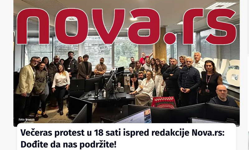 Европската федерација на новинари преземањето на порталот Нова.рс го оцени како нова репресија против медиумите во Србија
