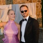 (Фото) Тамара Тодевска и Лука Радовиќ за првпат во улога на кумови — во елегантни изданија блеснаа на свадбена прослава