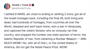 Трамп: САД и јас не добивме Нобелова награда и покрај сите достигнувања