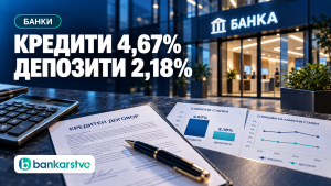 Банките наплаќаат просечна камата од 4,67% на кредитите, а исплаќаат 2,18% на депозитите